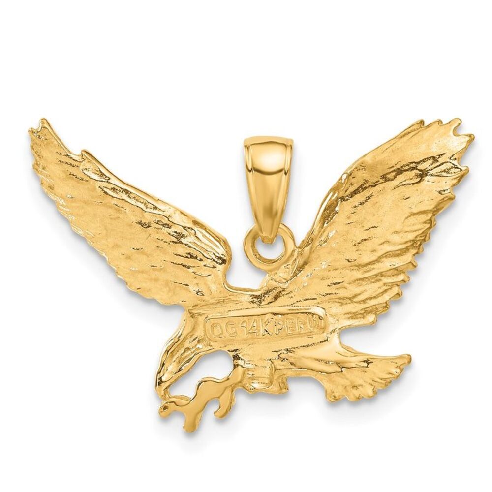 10k Yellow Gold Solid Polished Eagle Pendant - image 4